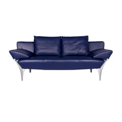 Rolf Benz 1600 Leder Sofa Blau Zweisitzer Couch