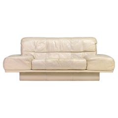 Used Rolf Benz 2-seat sofa in Ivory Cream White Leather – Germany, circa 1980-1990