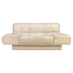 Rolf Benz 2-sitziges Sofa in elfenbeinfarbenem cremeweißem Leder - Deutschland, um 1980-1990