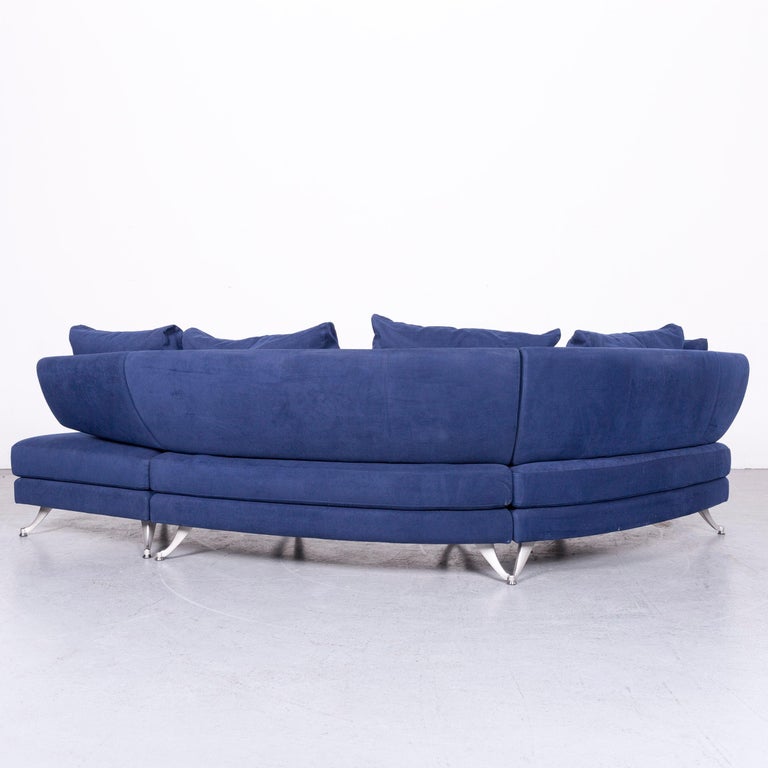 Rolf Benz 222 Designer Sofa Blue Fabric ThreeSeat Corner Couch For