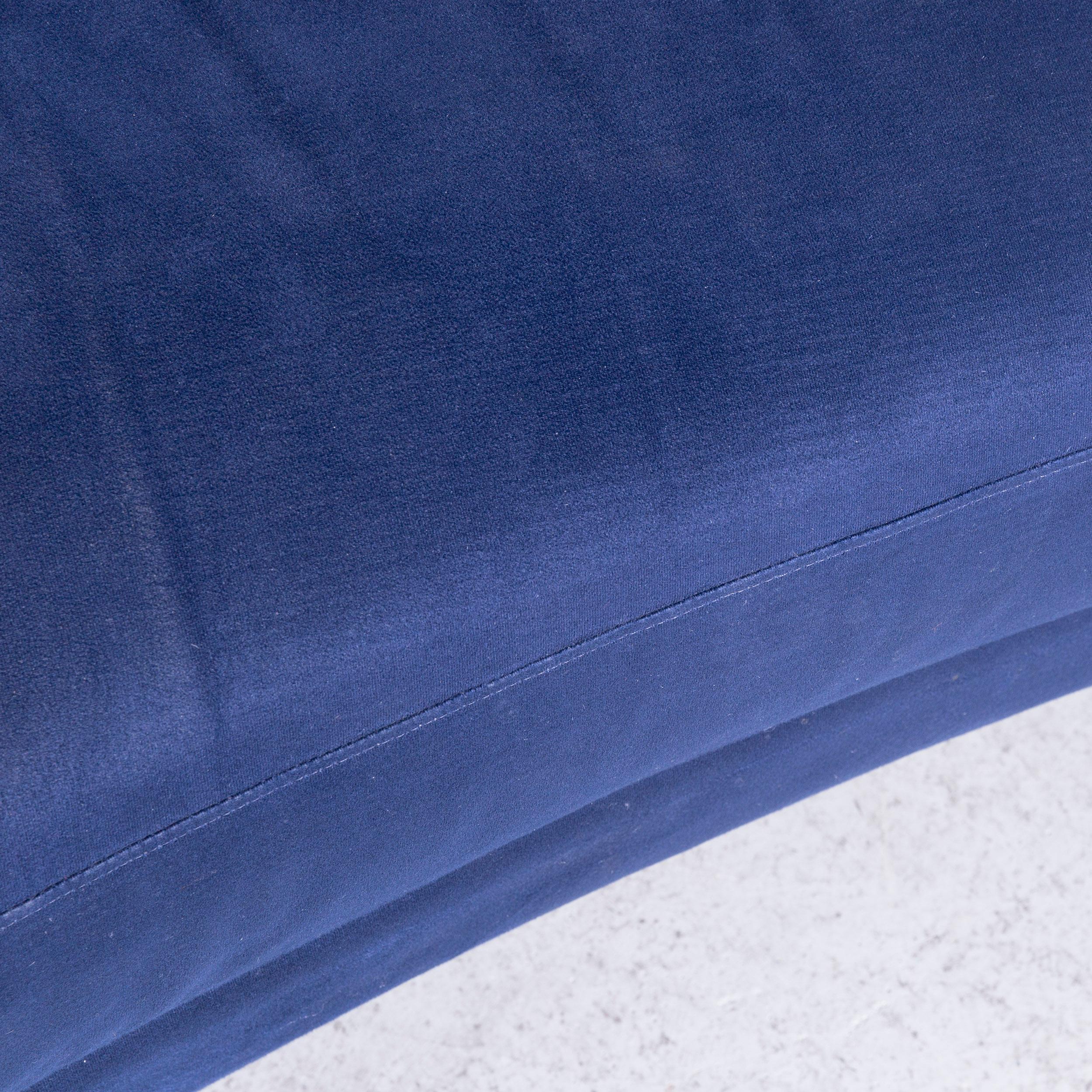 Contemporary Rolf Benz 222 Designer Sofa Blue Fabric Three-Seat Corner Couch