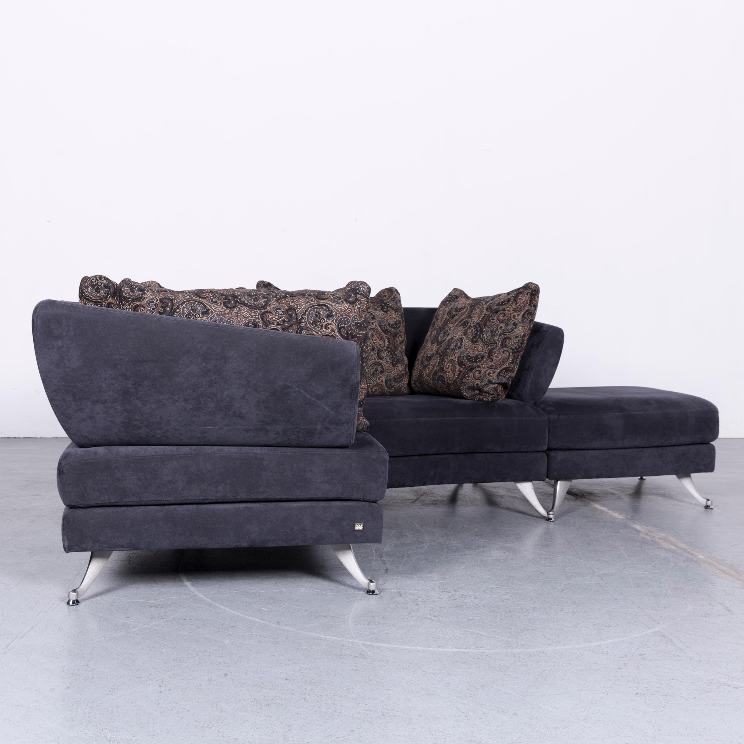 Rolf Benz 222 Designer-Sofa Dunkelblaue dreisitzige Eck-Kommode aus Stoff 4
