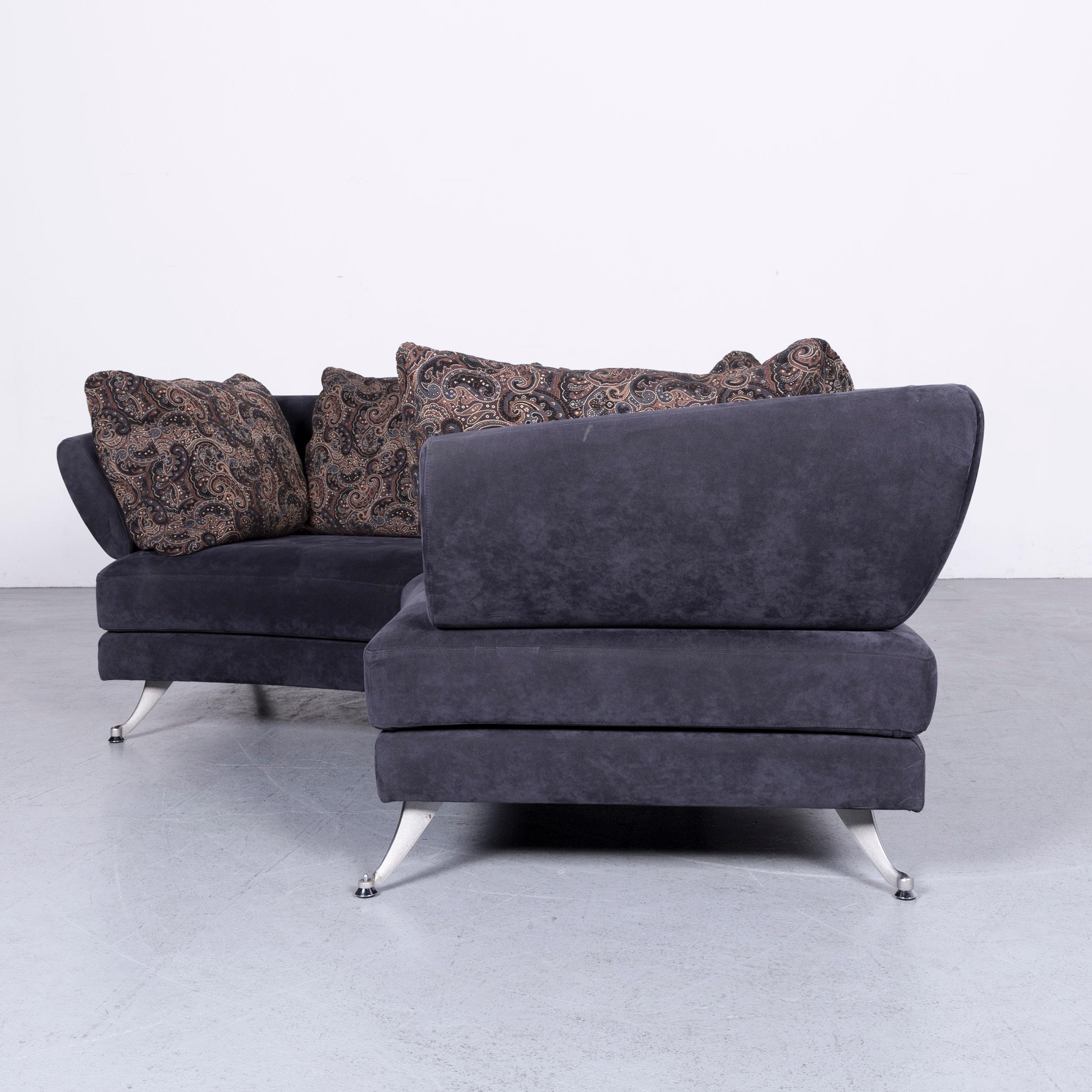 Rolf Benz 222 Designer-Sofa Dunkelblaue dreisitzige Eck-Kommode aus Stoff 6