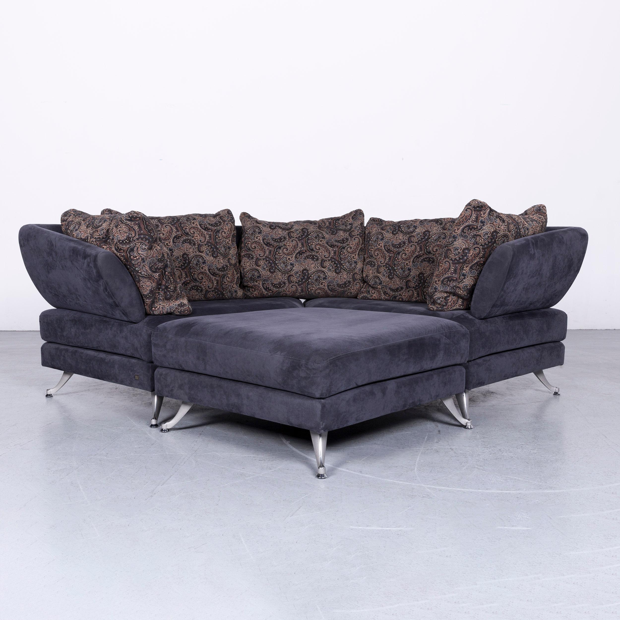 Rolf Benz 222 Designer-Sofa Dunkelblaue dreisitzige Eck-Kommode aus Stoff (Moderne)