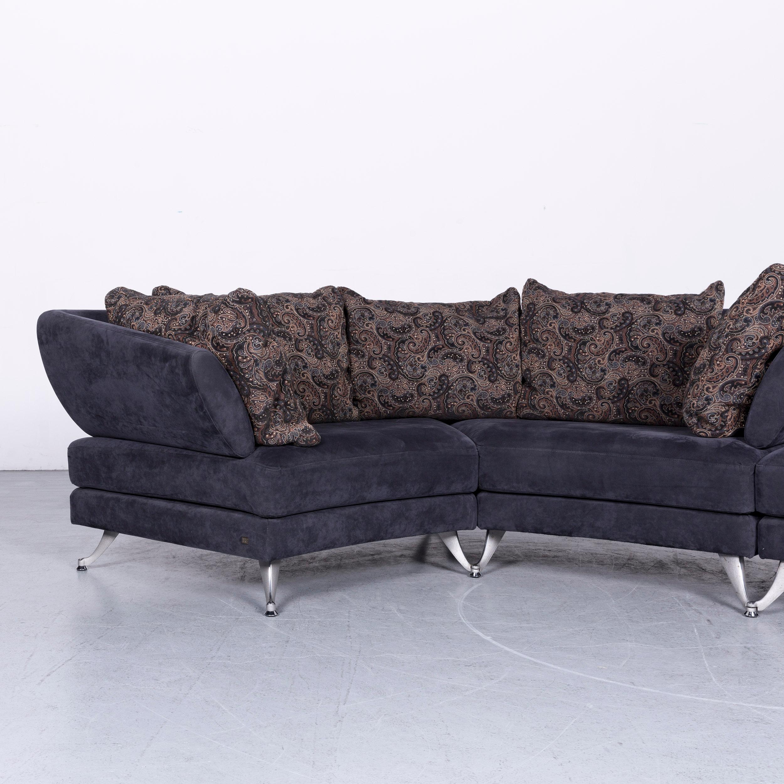 Rolf Benz 222 Designer-Sofa Dunkelblaue dreisitzige Eck-Kommode aus Stoff (Deutsch)