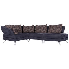 Rolf Benz 222 Designer-Sofa Dunkelblaue dreisitzige Eck-Kommode aus Stoff