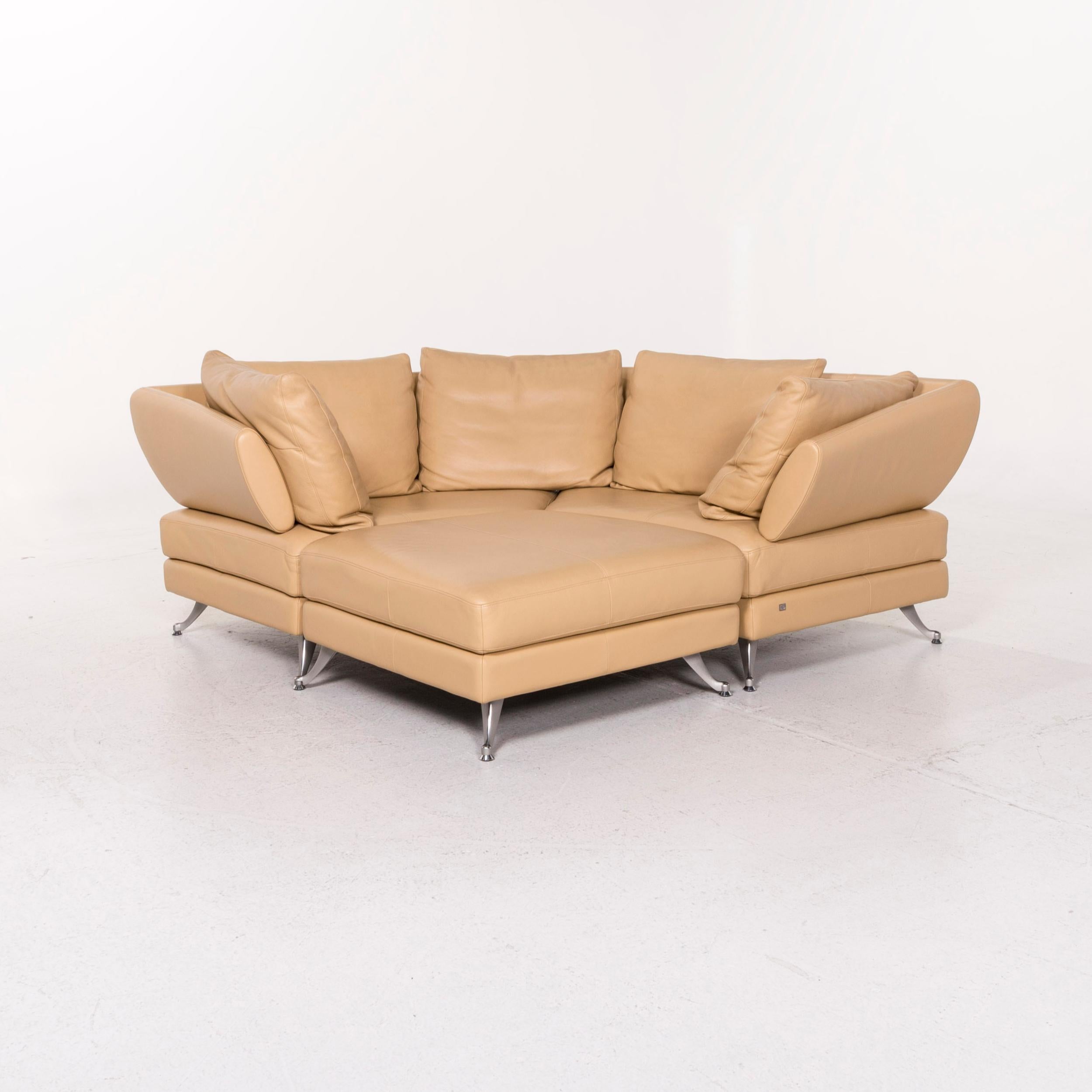 We bring to you a Rolf Benz 222 leather corner sofa beige sofa function variable modular sofa.
   
 

 Product measurements in centimeters:
 

Depth 150
Width 310
Height 80
Seat-height 40
Rest-height 70
Seat-depth 55
Seat-width