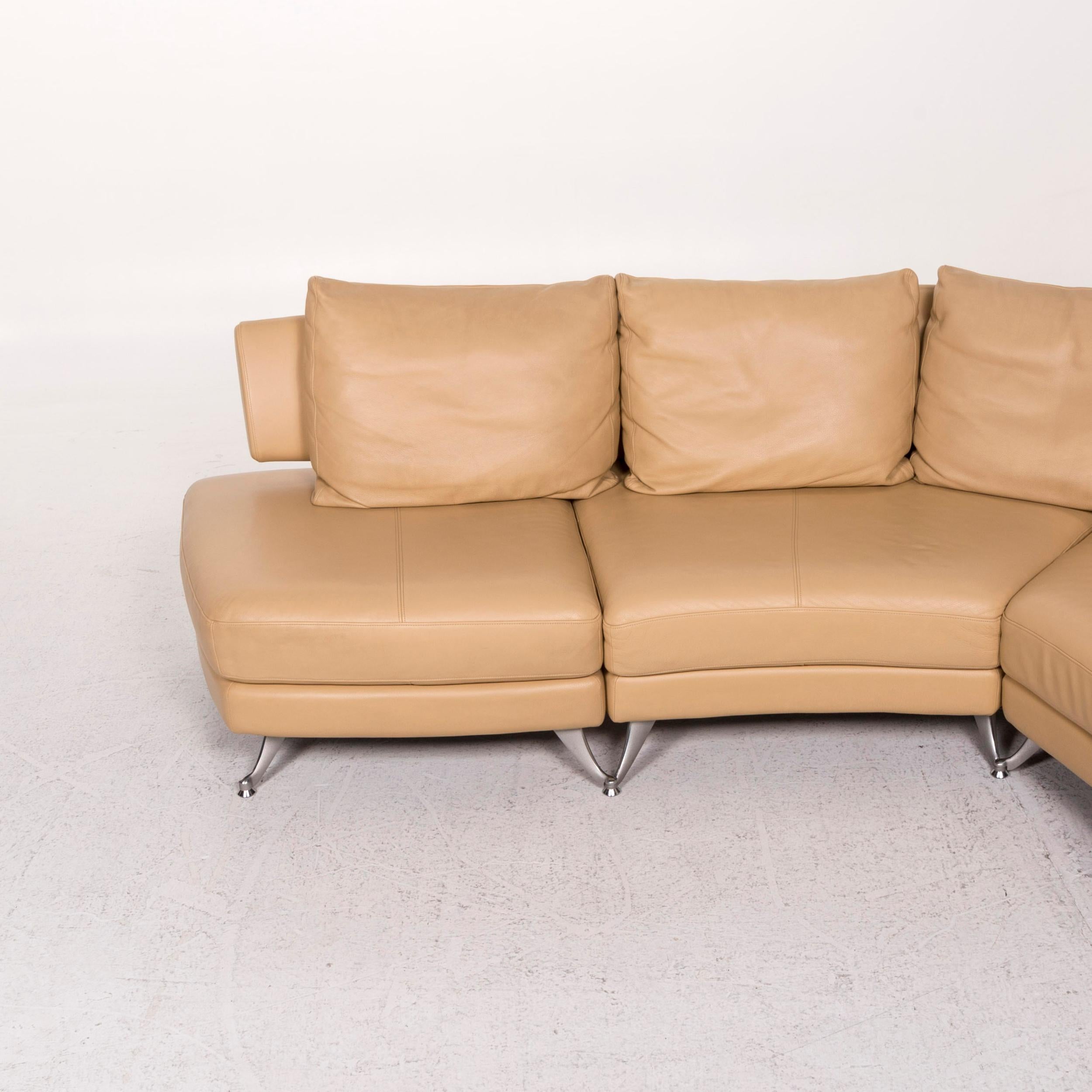 Rolf Benz 222 Leather Corner Sofa Beige Sofa Function Variable Modular Sofa In Good Condition In Cologne, DE