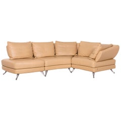 Rolf Benz 222 Leather Corner Sofa Beige Sofa Function Variable Modular Sofa