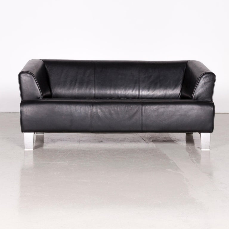 laat staan Blokkeren India Rolf Benz 2300 Designer Sofa Black Two-Seat Leather Couch at 1stDibs