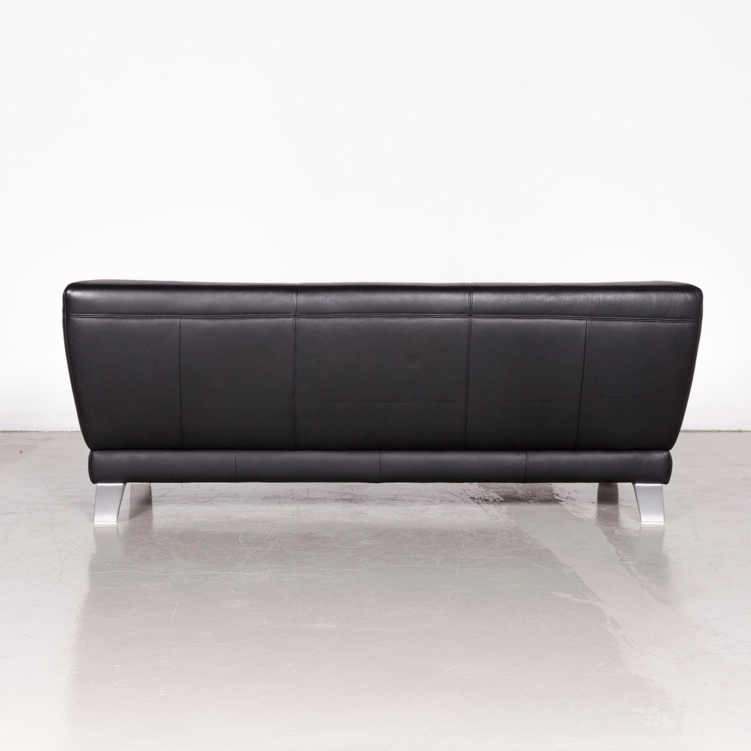Rolf Benz 2300 Designer Sofa Black Two-Seat Leather Couch 2