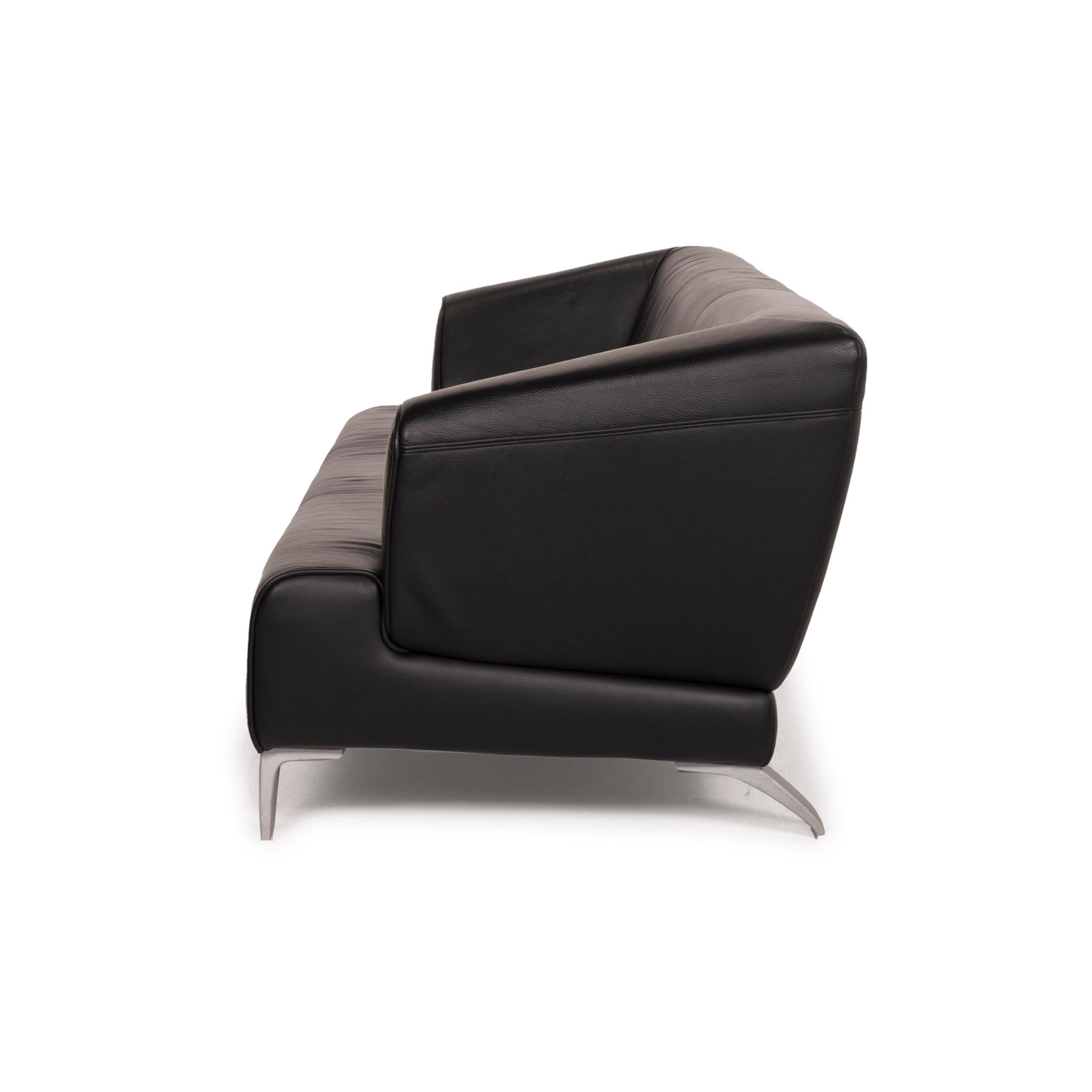 Rolf Benz 2300 Leather Sofa Black Three-Seater 5