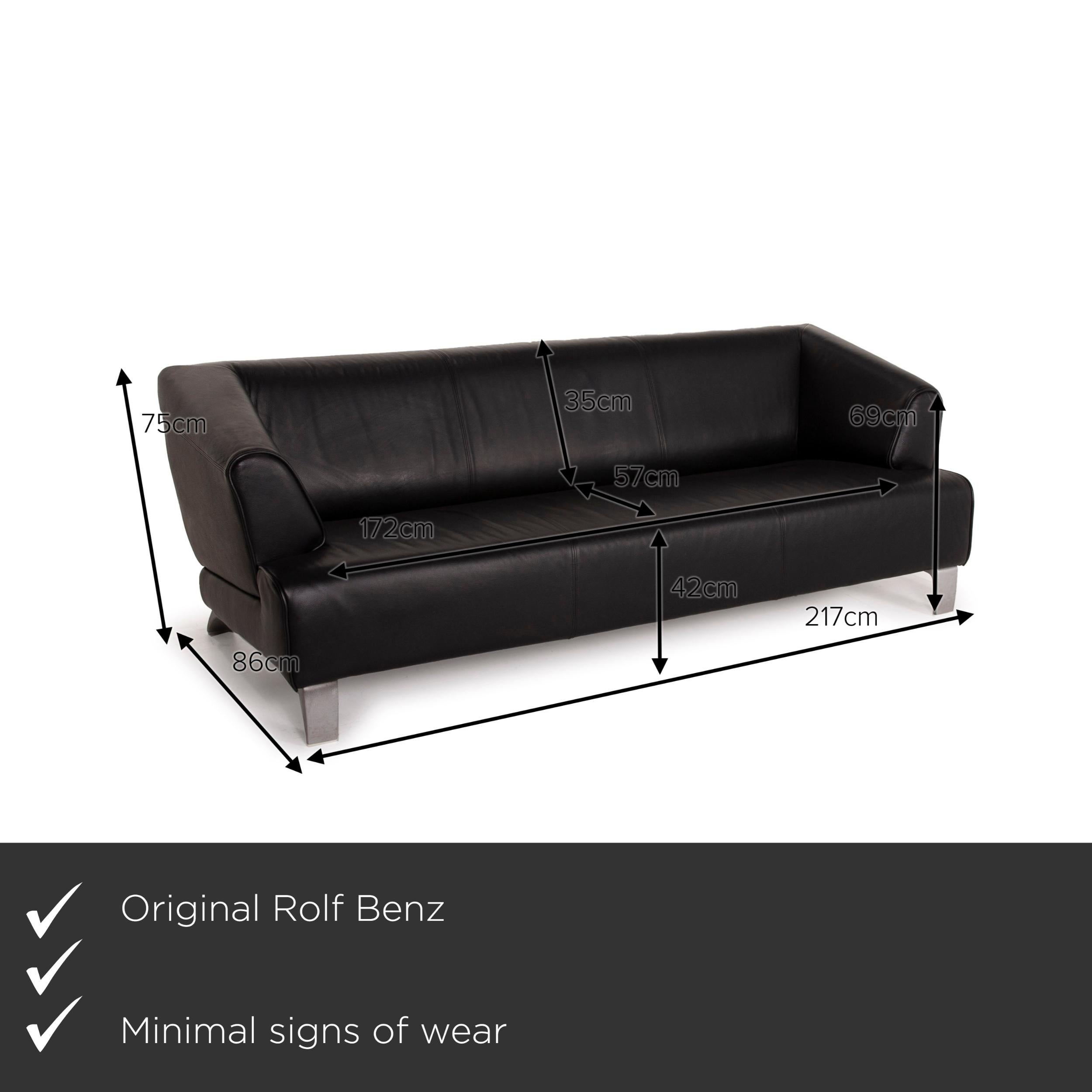 We present to you a Rolf Benz 2300 leather sofa black three-seater.
  
 

 Product measurements in centimeters:
 

Depth: 86
Width: 217
Height: 75
Seat height: 42
Rest height: 69
Seat depth: 57
Seat width: 172
Back height: 35.