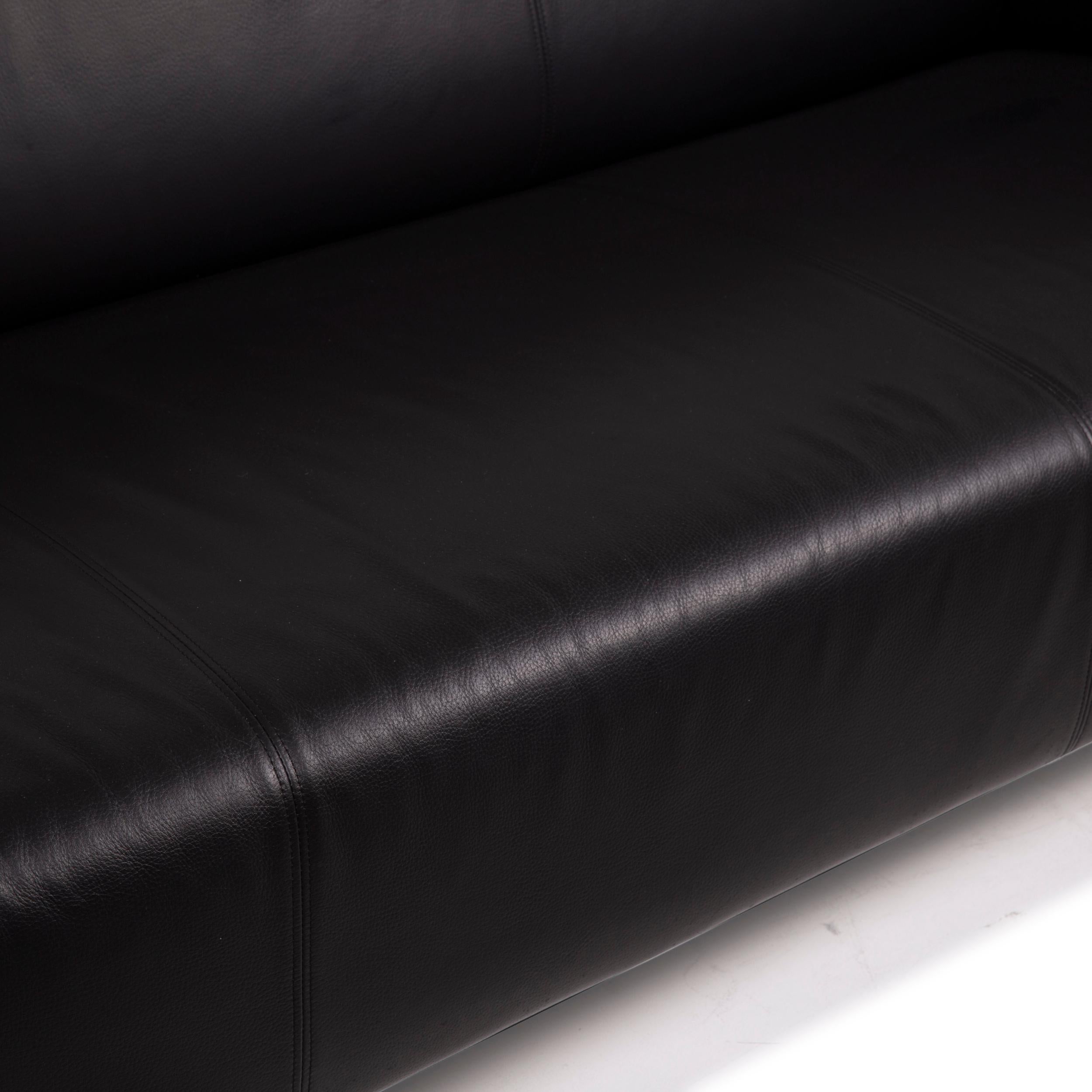 Modern Rolf Benz 2300 Leather Sofa Black Three-Seater