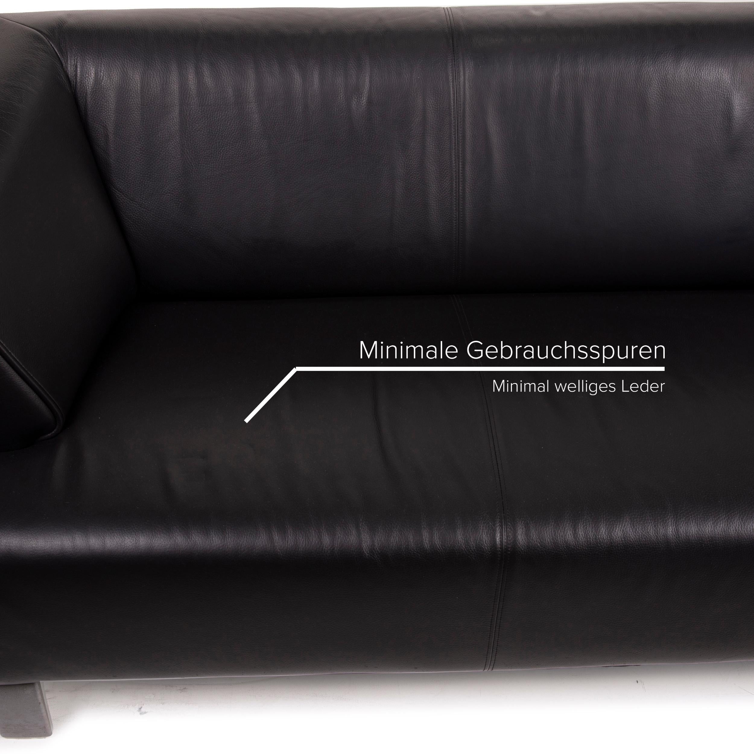 German Rolf Benz 2300 Leather Sofa Black Three-Seater