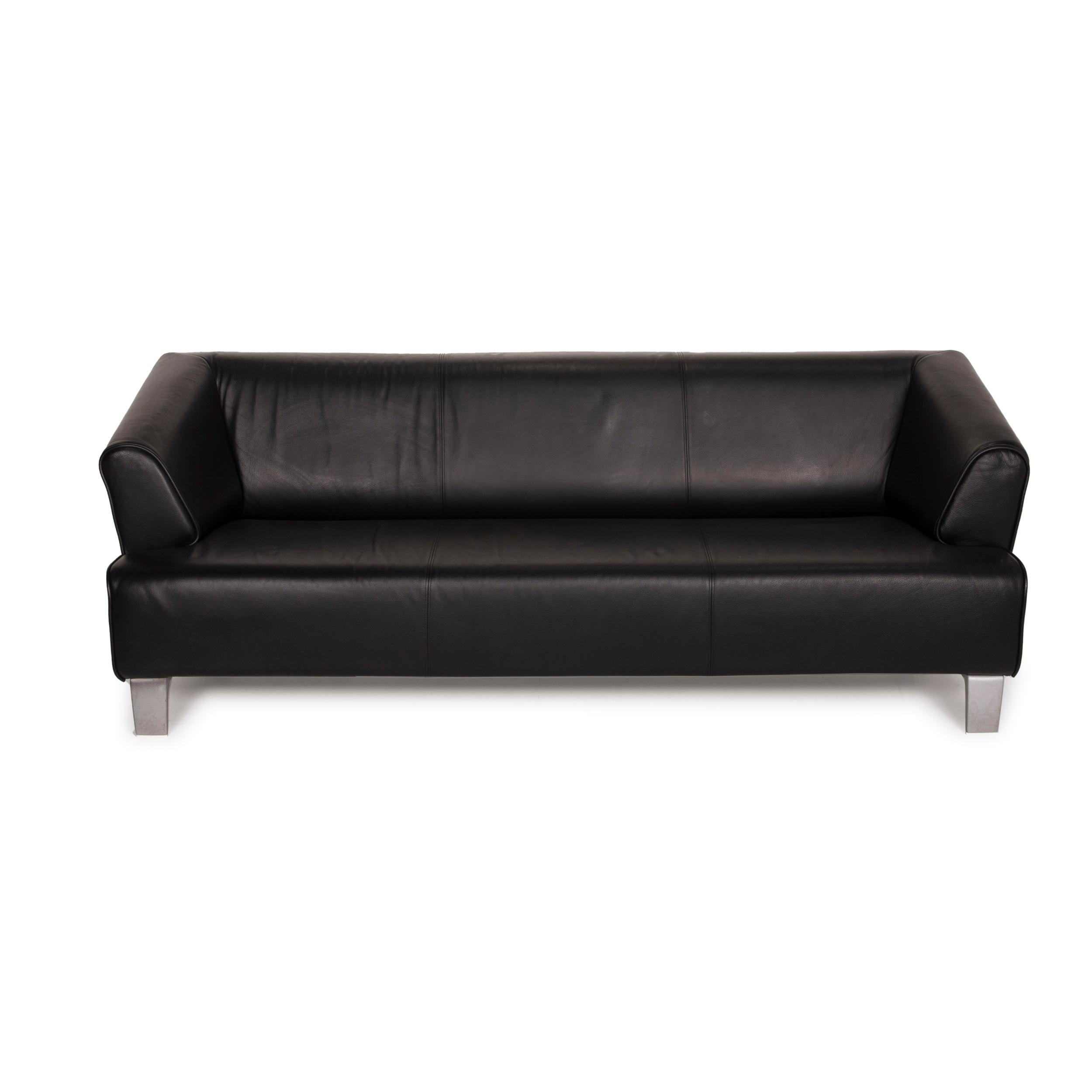 Rolf Benz 2300 Leather Sofa Black Three-Seater 2