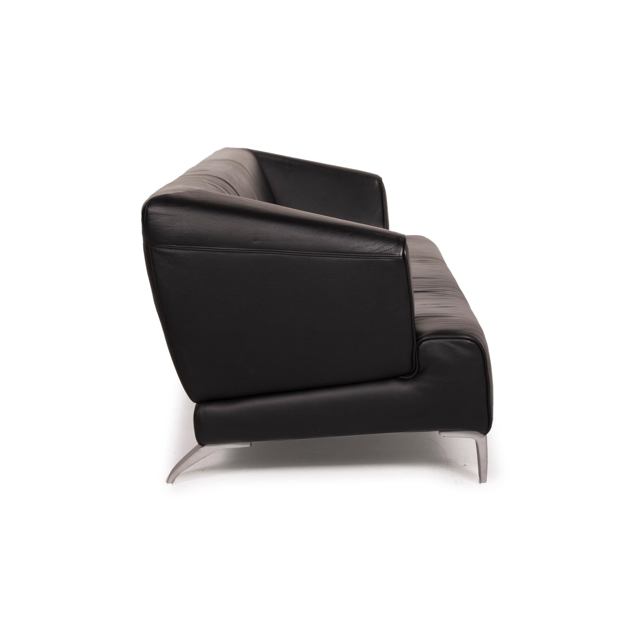 Rolf Benz 2300 Leather Sofa Black Three-Seater 3