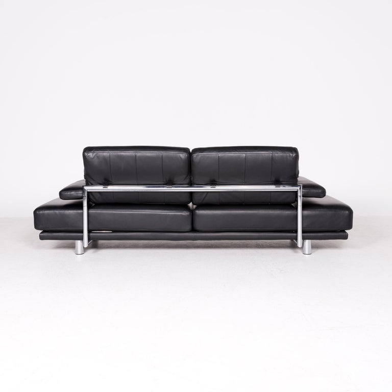 Rolf Benz 2400 Designer Leather Sofa Black Genuine Leather ThreeSeat