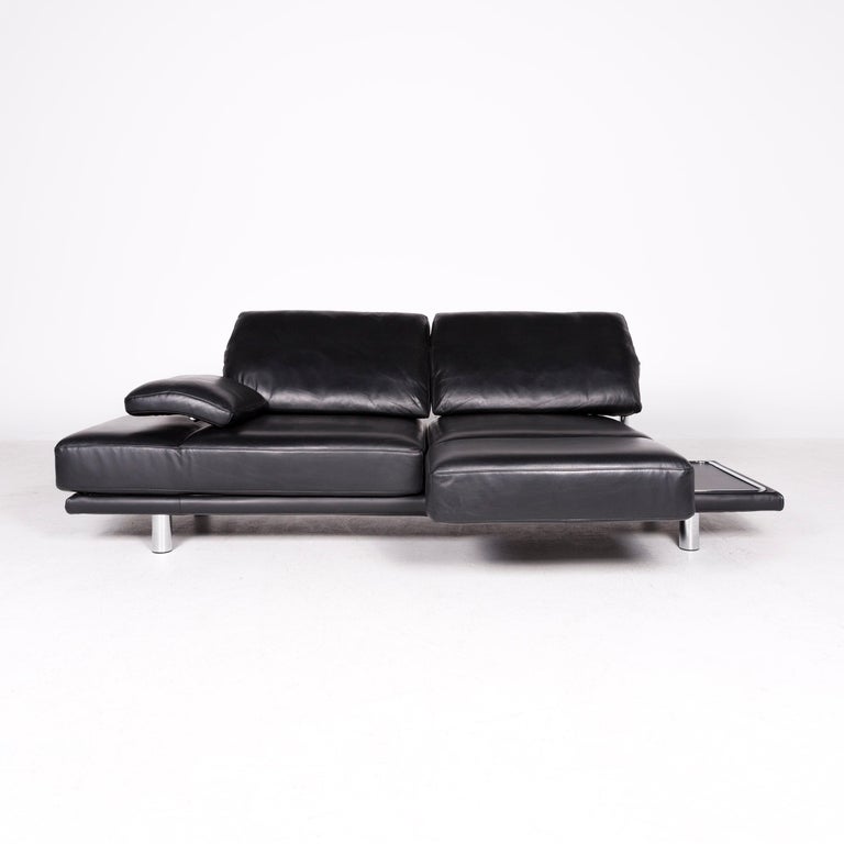 Rolf Benz 2400 Designer Leather Sofa Black Genuine Leather Three-Seat Couch  For Sale at 1stDibs