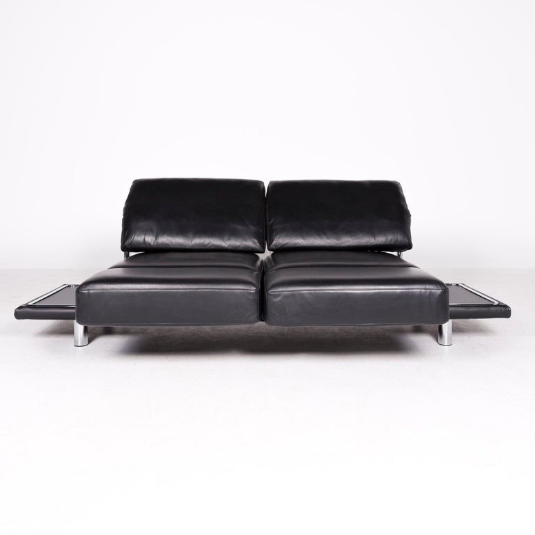 Rolf Benz 2400 Designer Leather Sofa Black Genuine Leather ThreeSeat