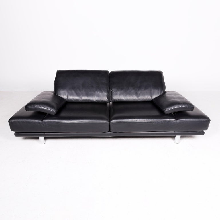 Rolf Benz 2400 Designer Leather Sofa Black Genuine Leather ThreeSeat