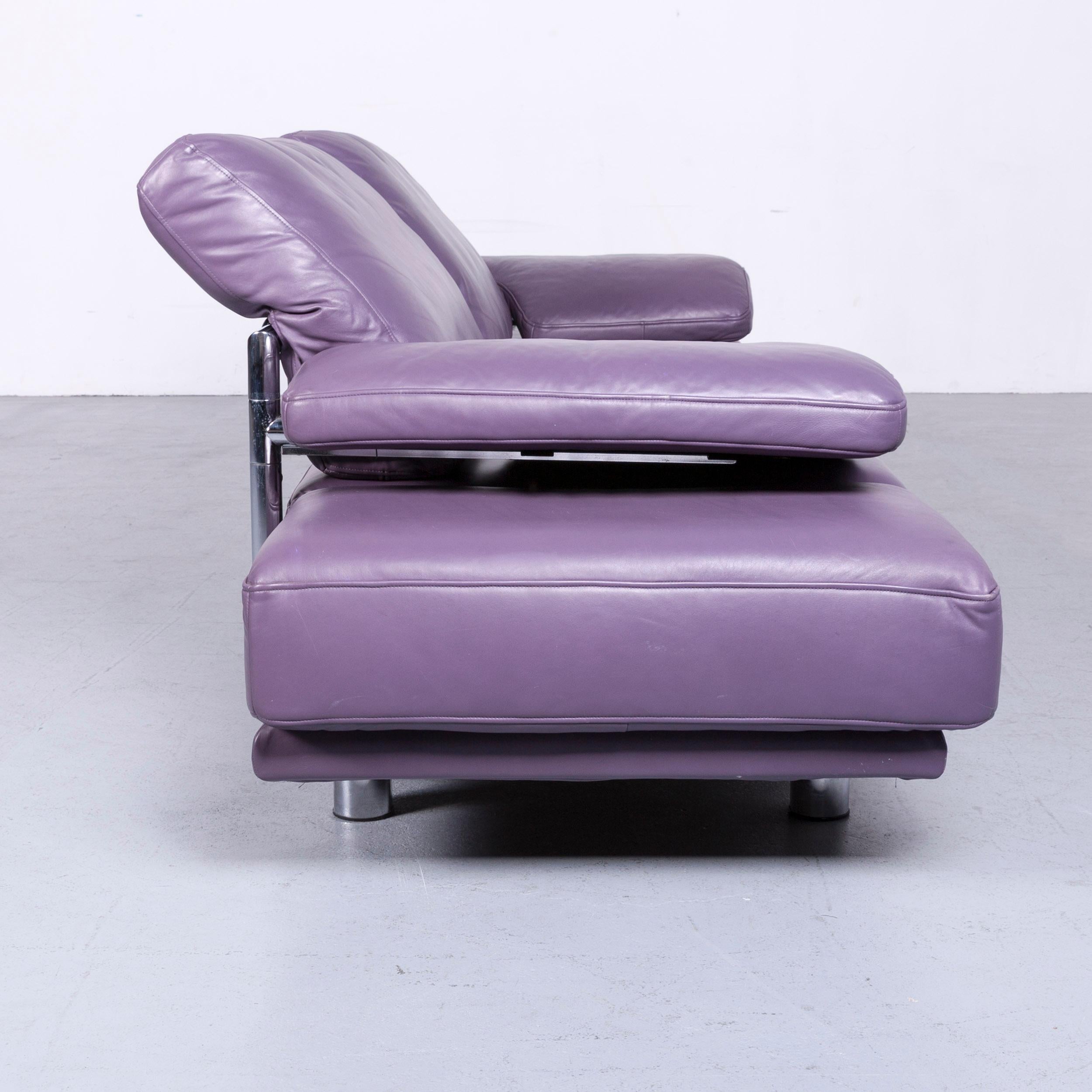 Rolf Benz 2400 Designer Leather Sofa Purple Couch with Function 5