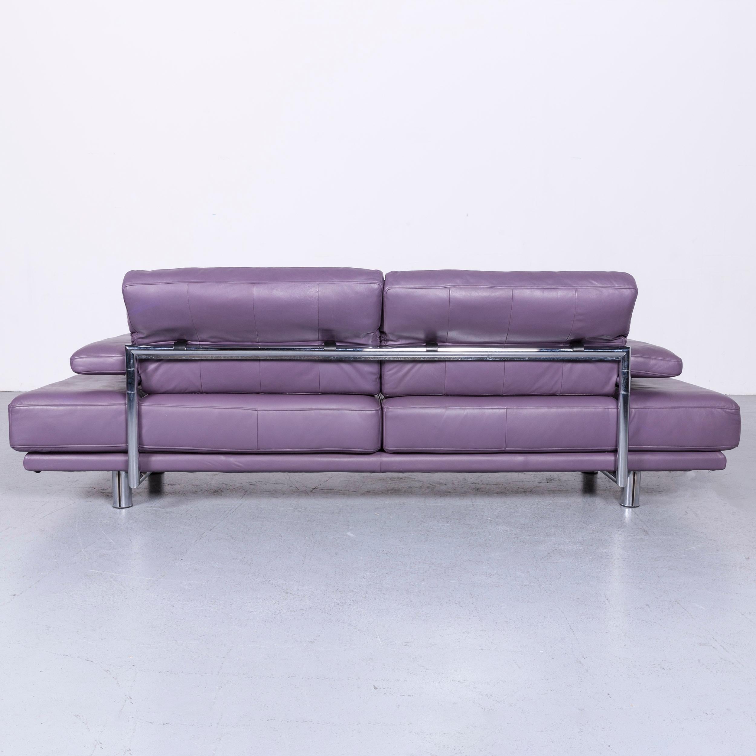 Rolf Benz 2400 Designer Leather Sofa Purple Couch with Function 6