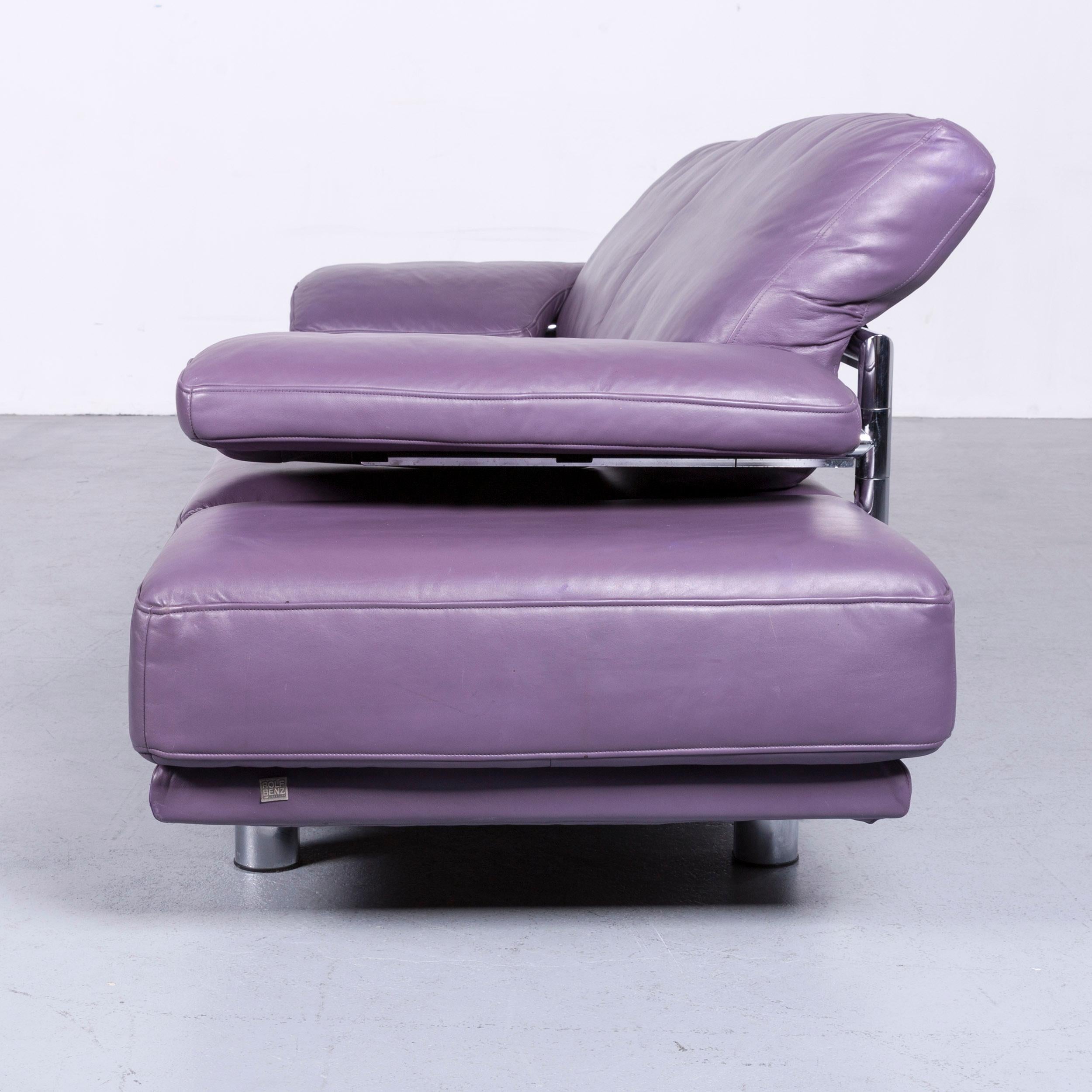 Rolf Benz 2400 Designer Leather Sofa Purple Couch with Function 7