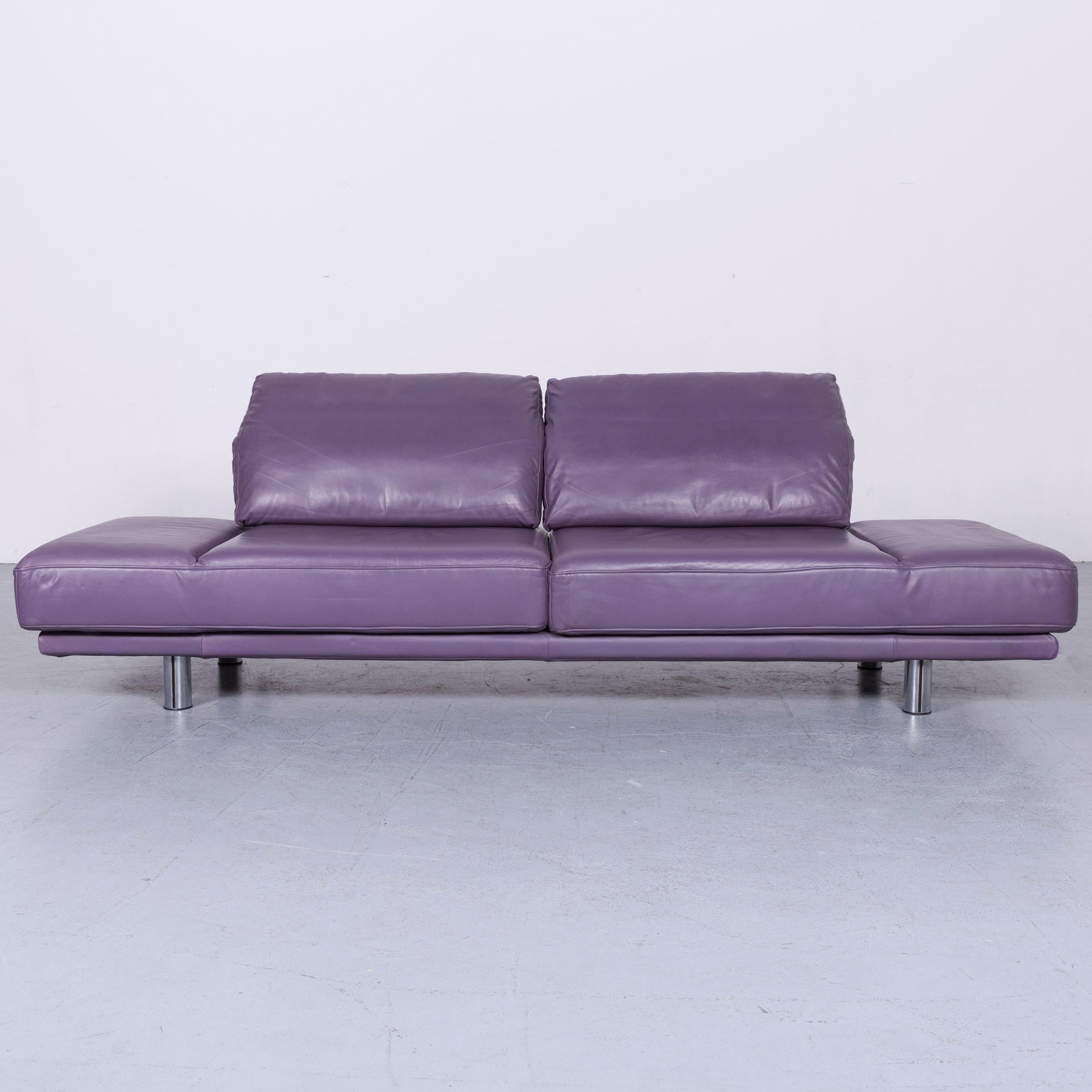 German Rolf Benz 2400 Designer Leather Sofa Purple Couch with Function