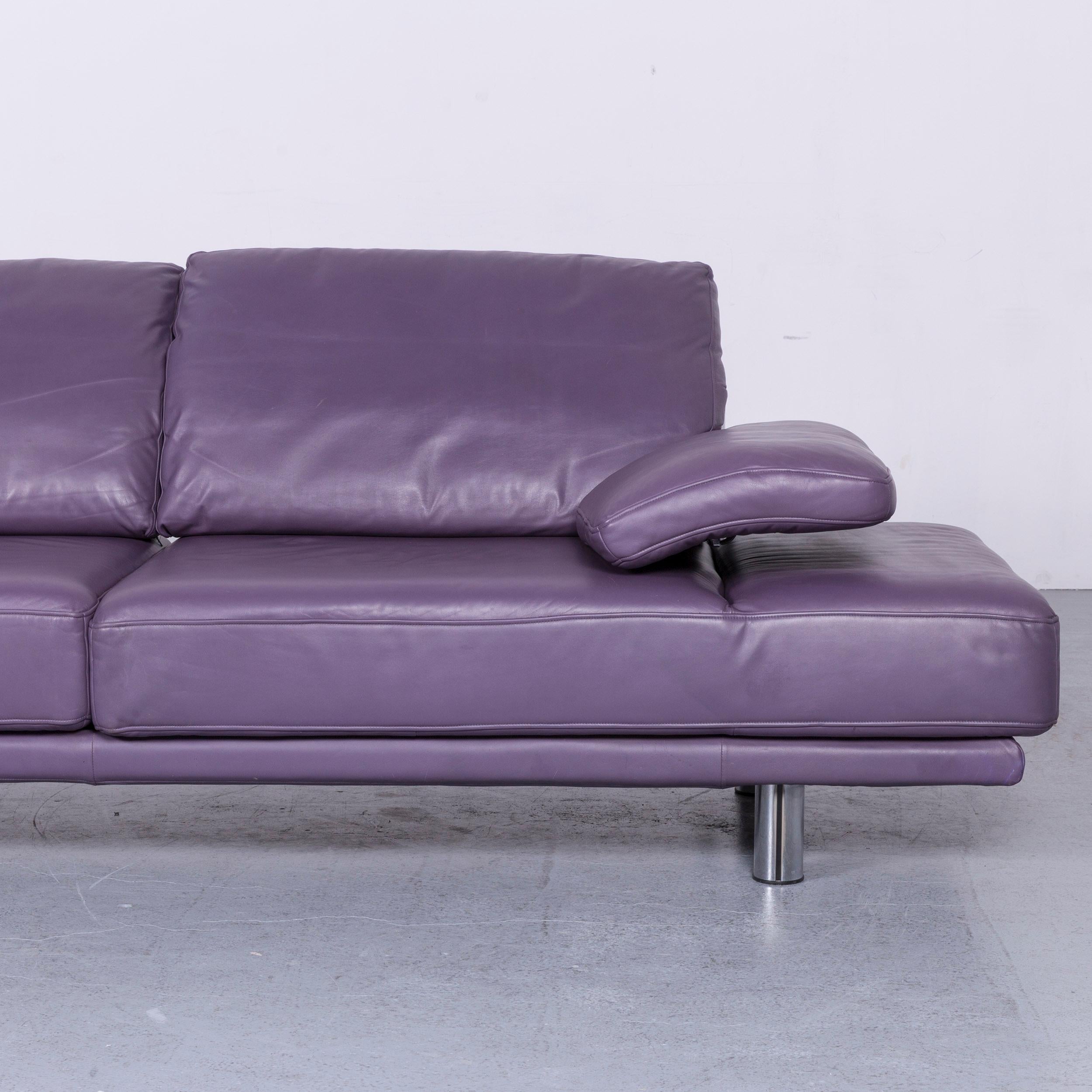 Contemporary Rolf Benz 2400 Designer Leather Sofa Purple Couch with Function