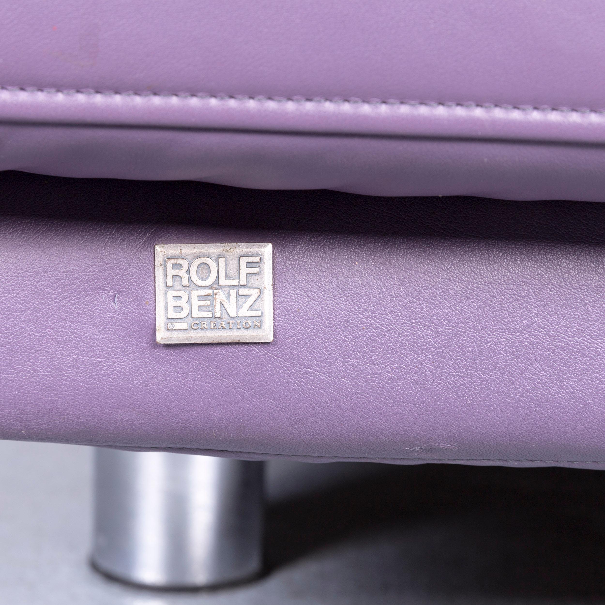 Rolf Benz 2400 Designer Leather Sofa Purple Couch with Function 1