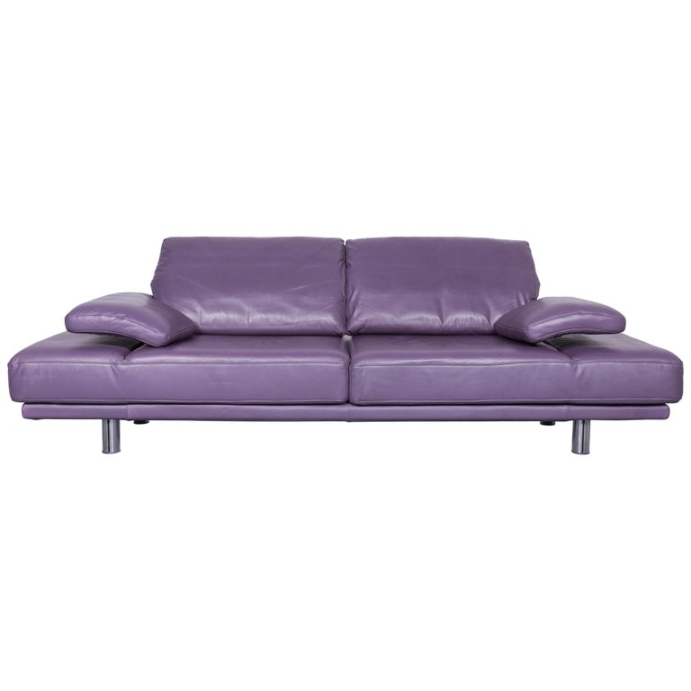 Rolf Benz 2400 Designer Leather Sofa, Purple Sofa Leather