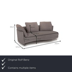 Rolf Benz 2500 Fabric Sofa Set Gray Two-Seater Stool