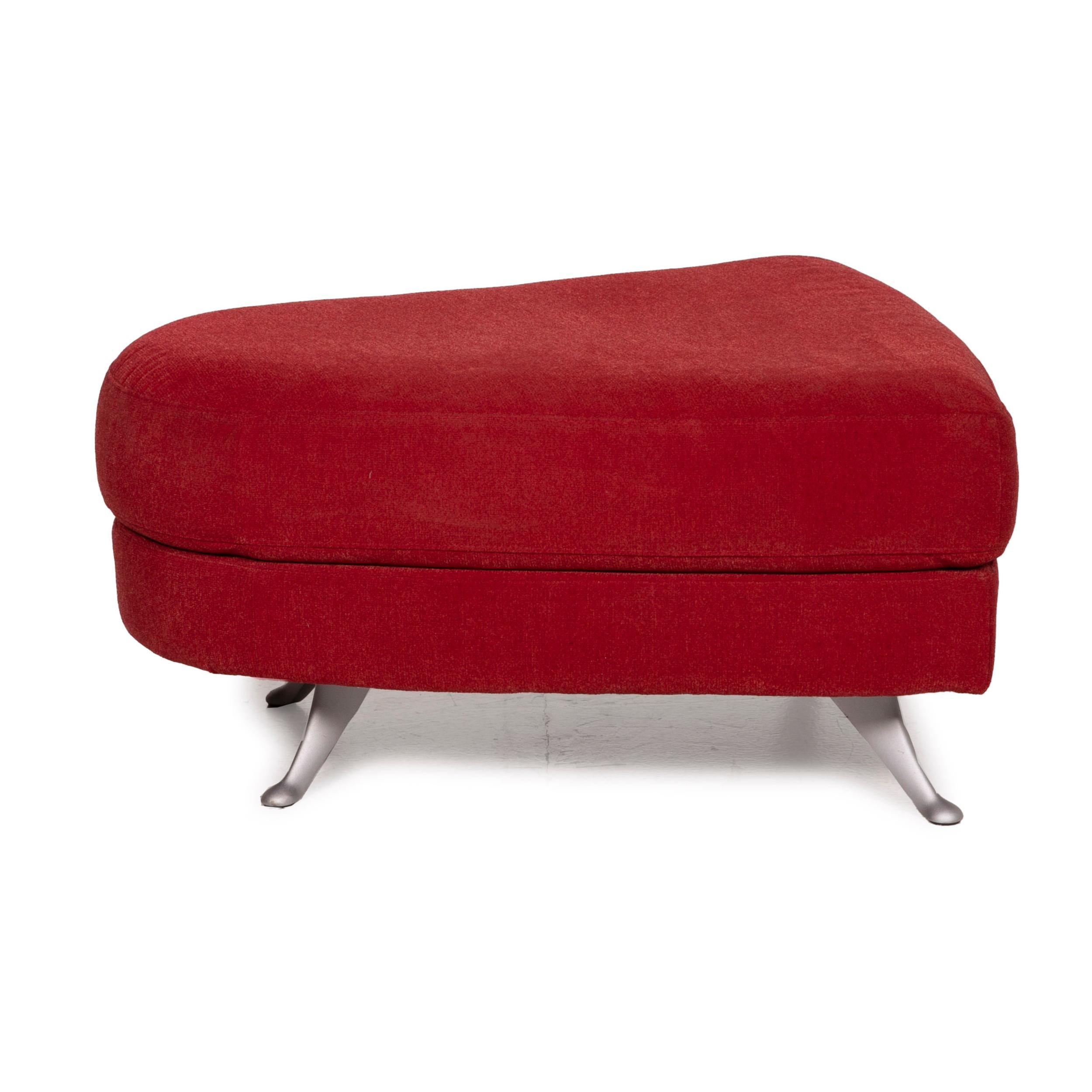Rolf Benz 2500 Red Three-Seater Fabric Sofa Incl. Ottoman Set 5