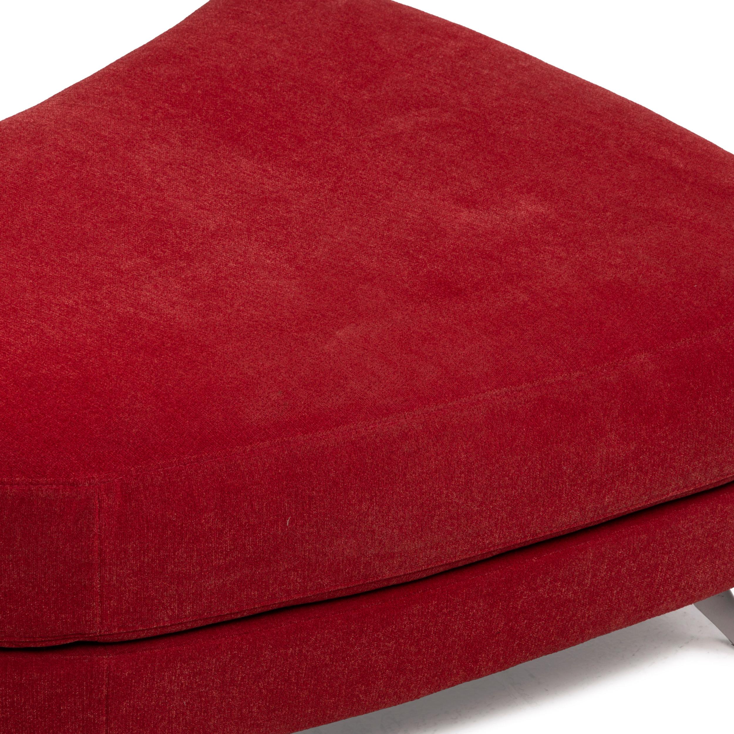 Rolf Benz 2500 Red Three-Seater Fabric Sofa Incl. Ottoman Set 6