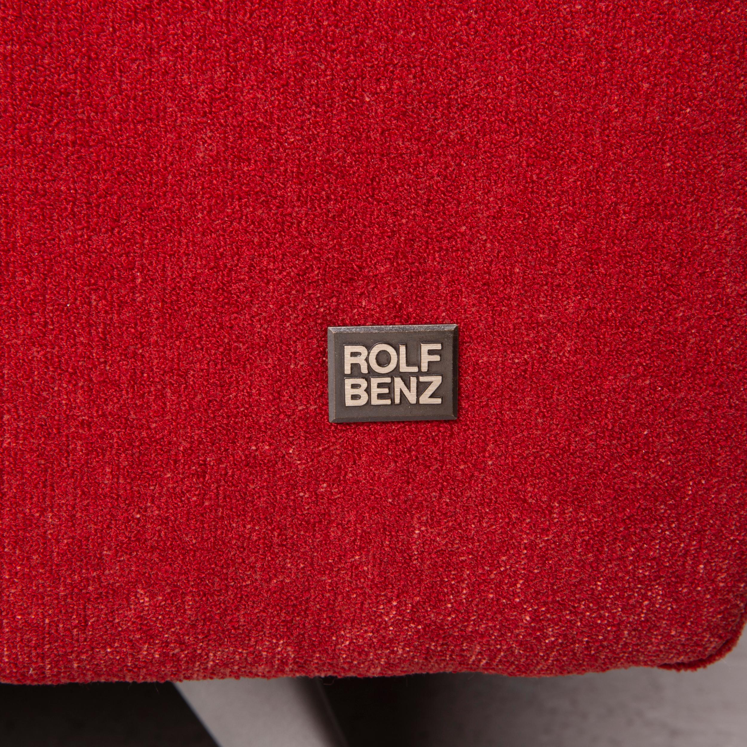 German Rolf Benz 2500 Red Three-Seater Fabric Sofa Incl. Ottoman Set