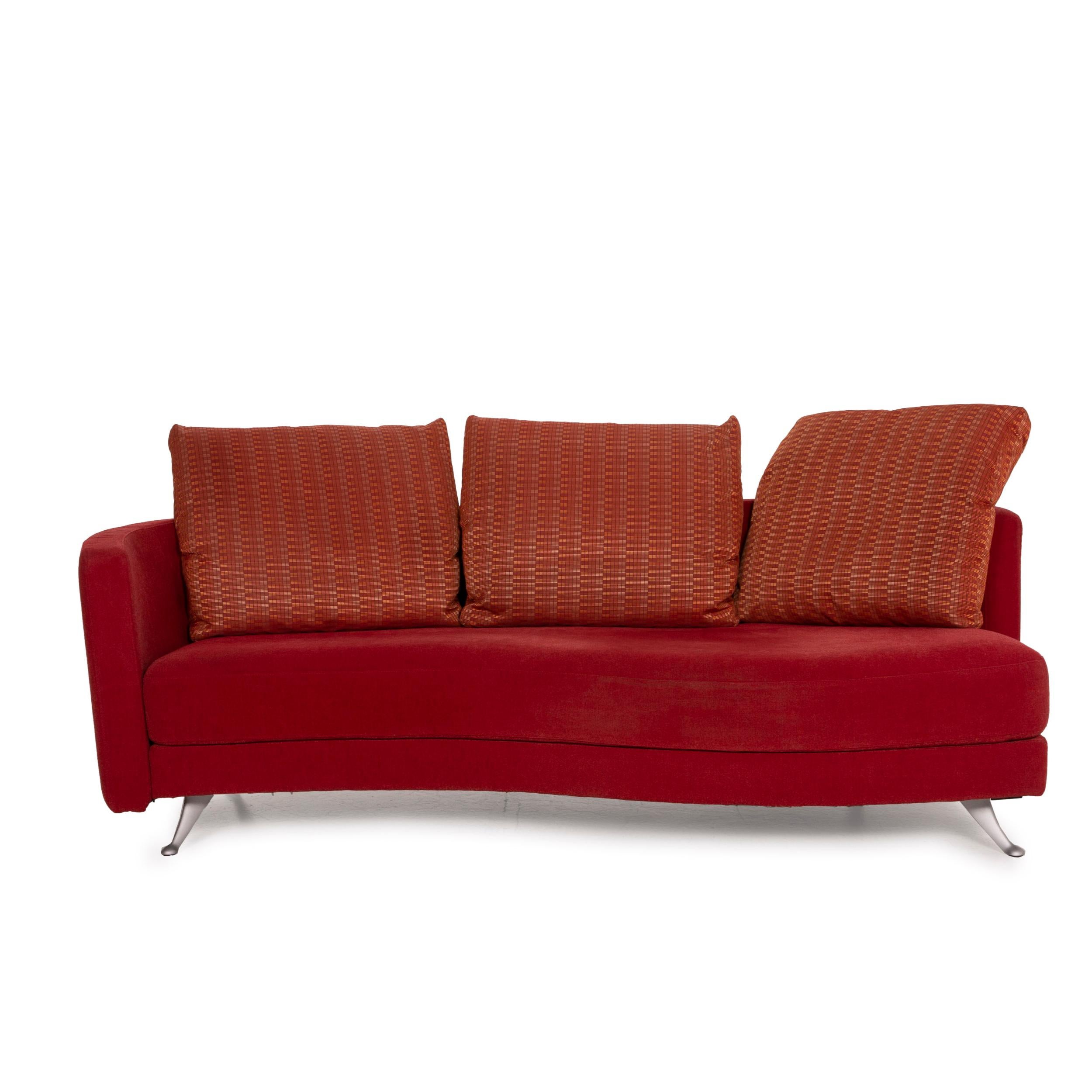 Rolf Benz 2500 Red Three-Seater Fabric Sofa Incl. Ottoman Set In Excellent Condition In Cologne, DE