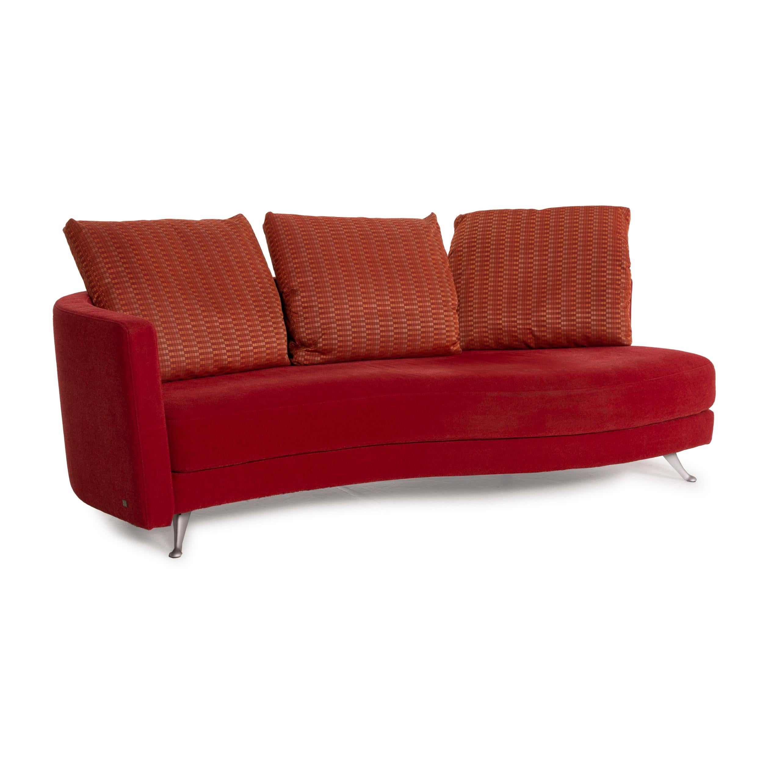Contemporary Rolf Benz 2500 Red Three-Seater Fabric Sofa Incl. Ottoman Set