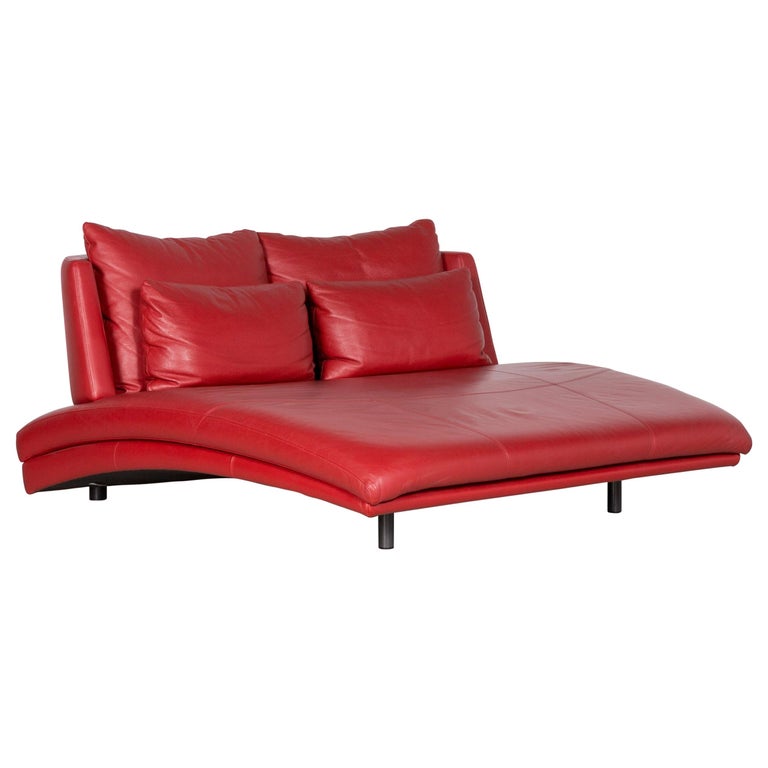 Rolf Benz 2800 Designer Sofa Red Two-Seat Leather Couch For Sale at 1stDibs