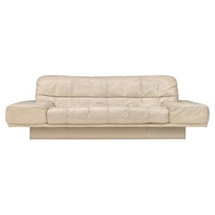 Used Rolf Benz 3-seat sofa in Ivory Cream Leather – Germany, circa 1980-1990