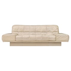 Rolf Benz 3-sitziges Sofa in elfenbeinfarbenem Leder - Deutschland, um 1980-1990