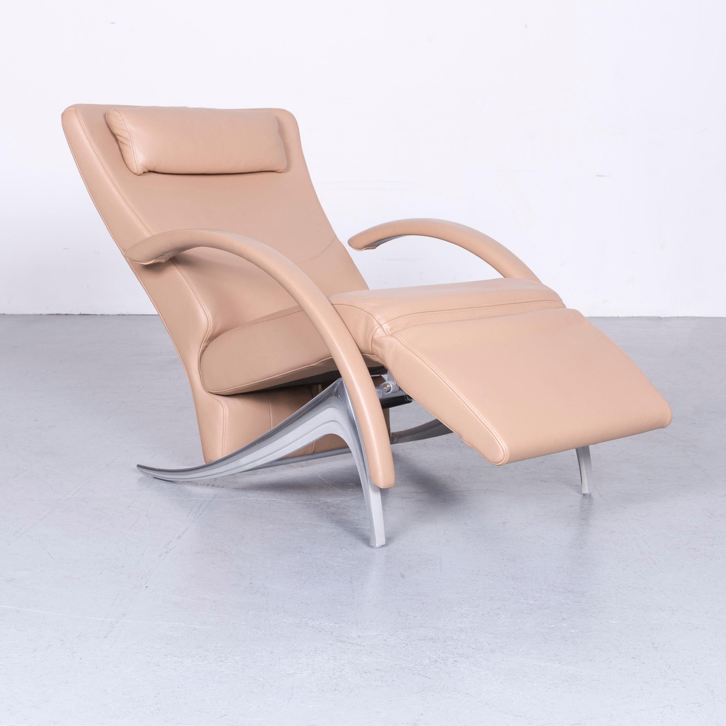 Rolf Benz 3100 Designer Leather Armchair Beige Chair with Function In Good Condition In Cologne, DE