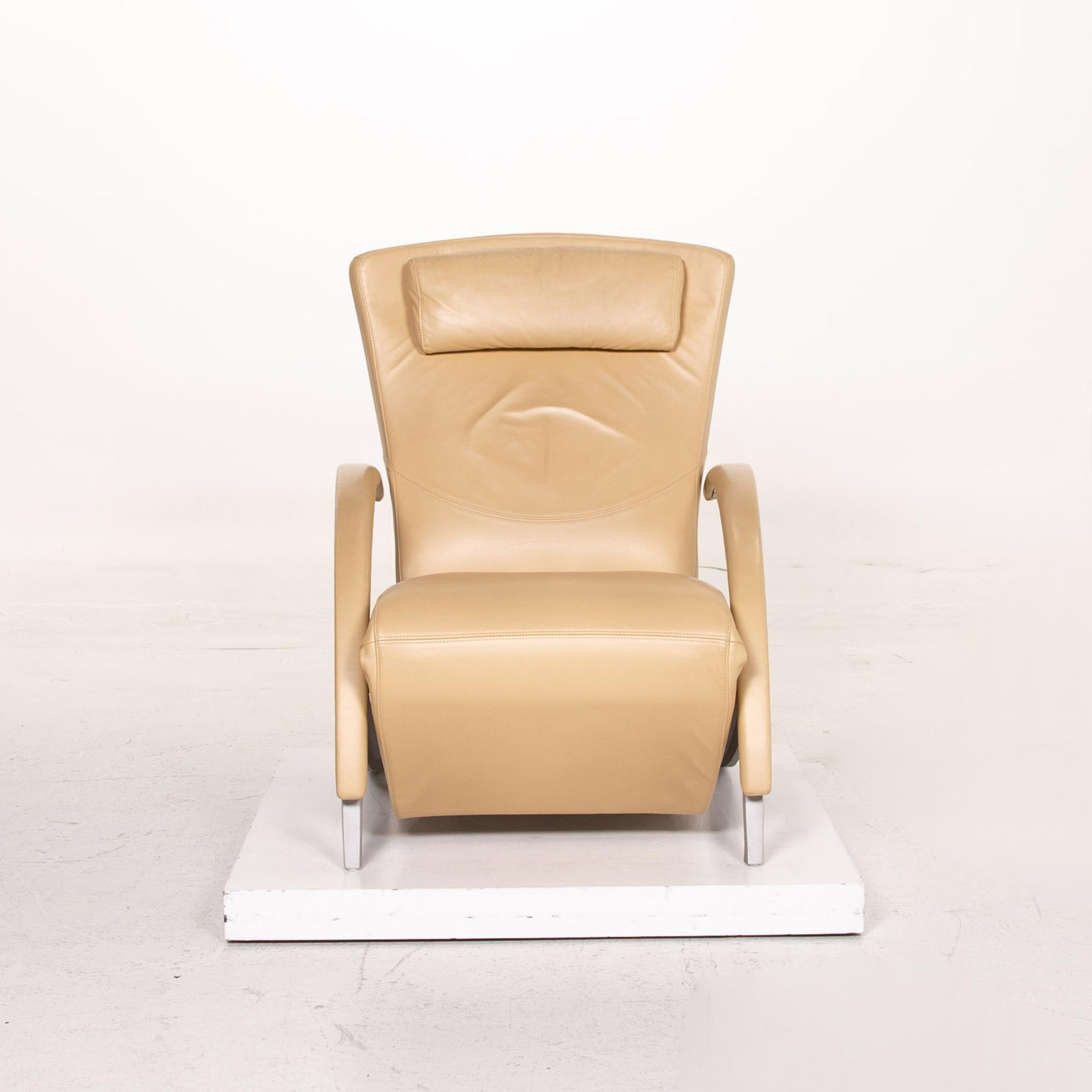 Rolf Benz 3100 Leather Armchair Beige Relaxation Function Function Relaxation In Good Condition In Cologne, DE