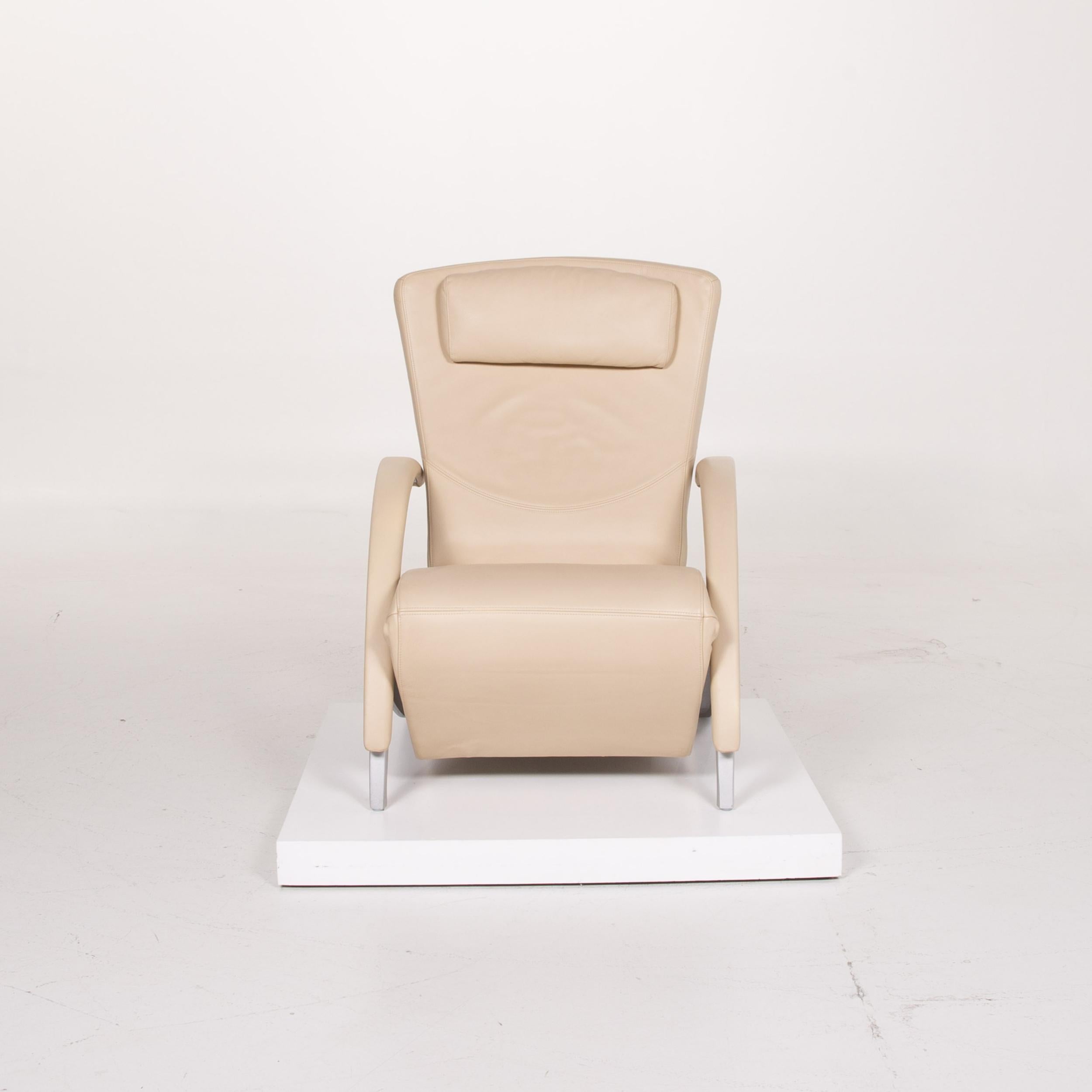 German Rolf Benz 3100 Leather Armchair Cream Lounger For Sale