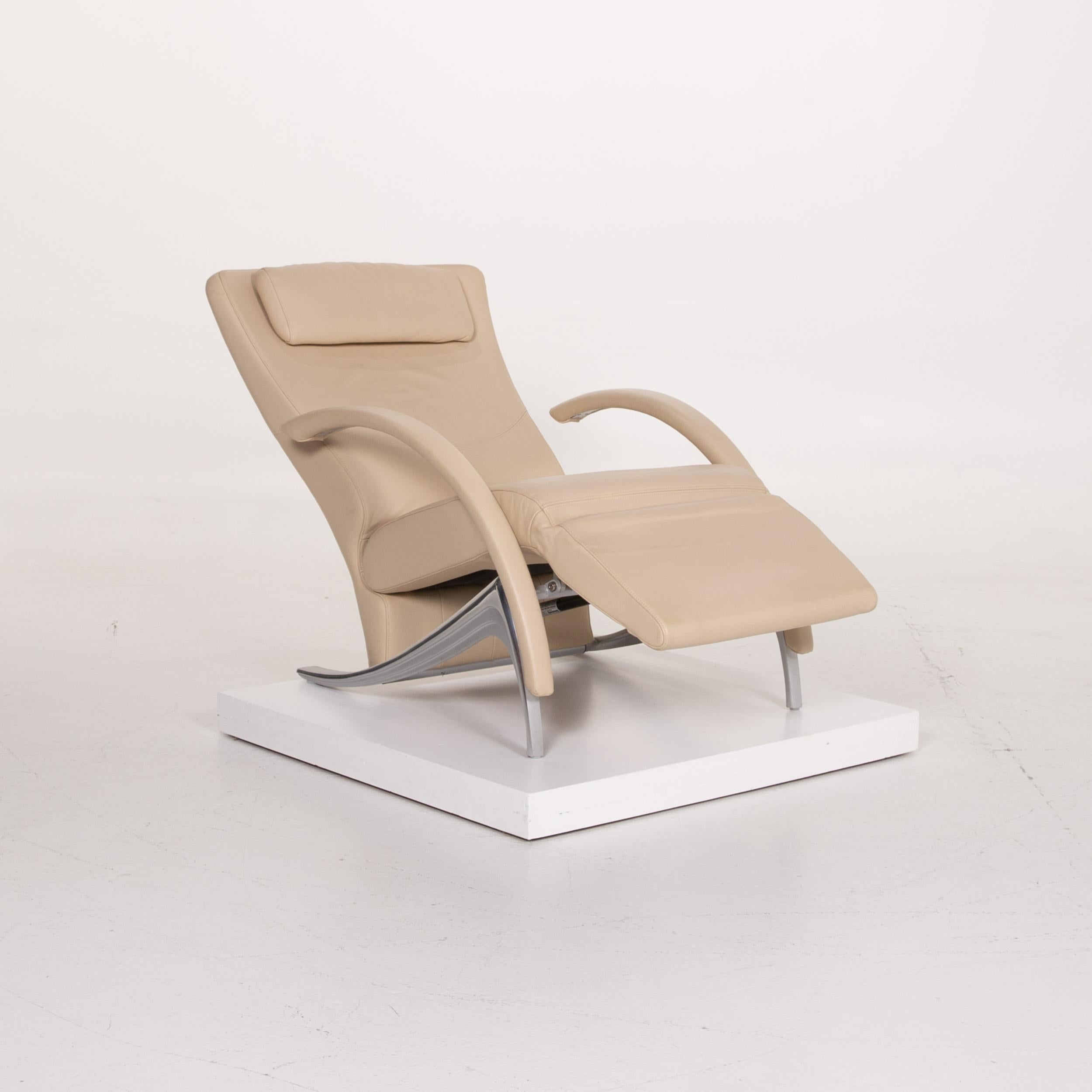 Rolf Benz 3100 Leather Armchair Cream Lounger In Good Condition For Sale In Cologne, DE