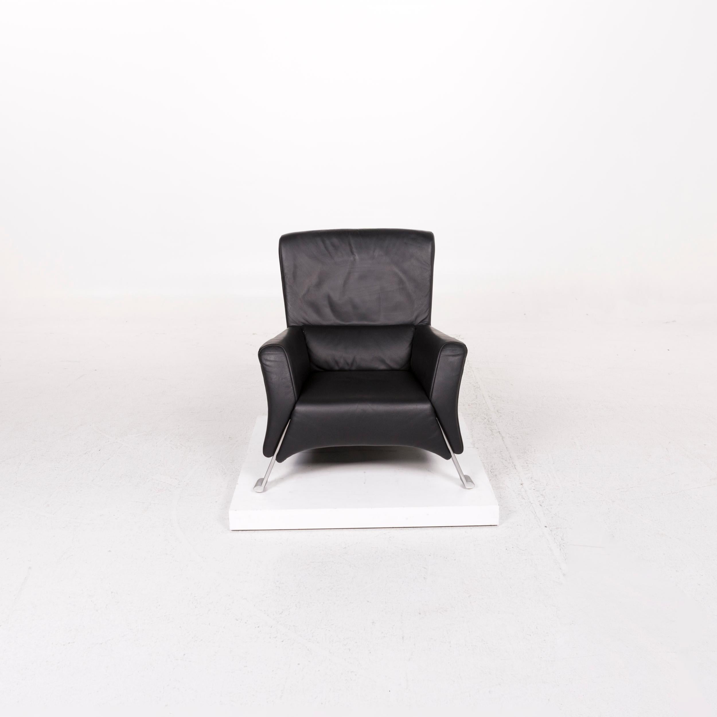Rolf Benz 322 Black Armchair Leather 1