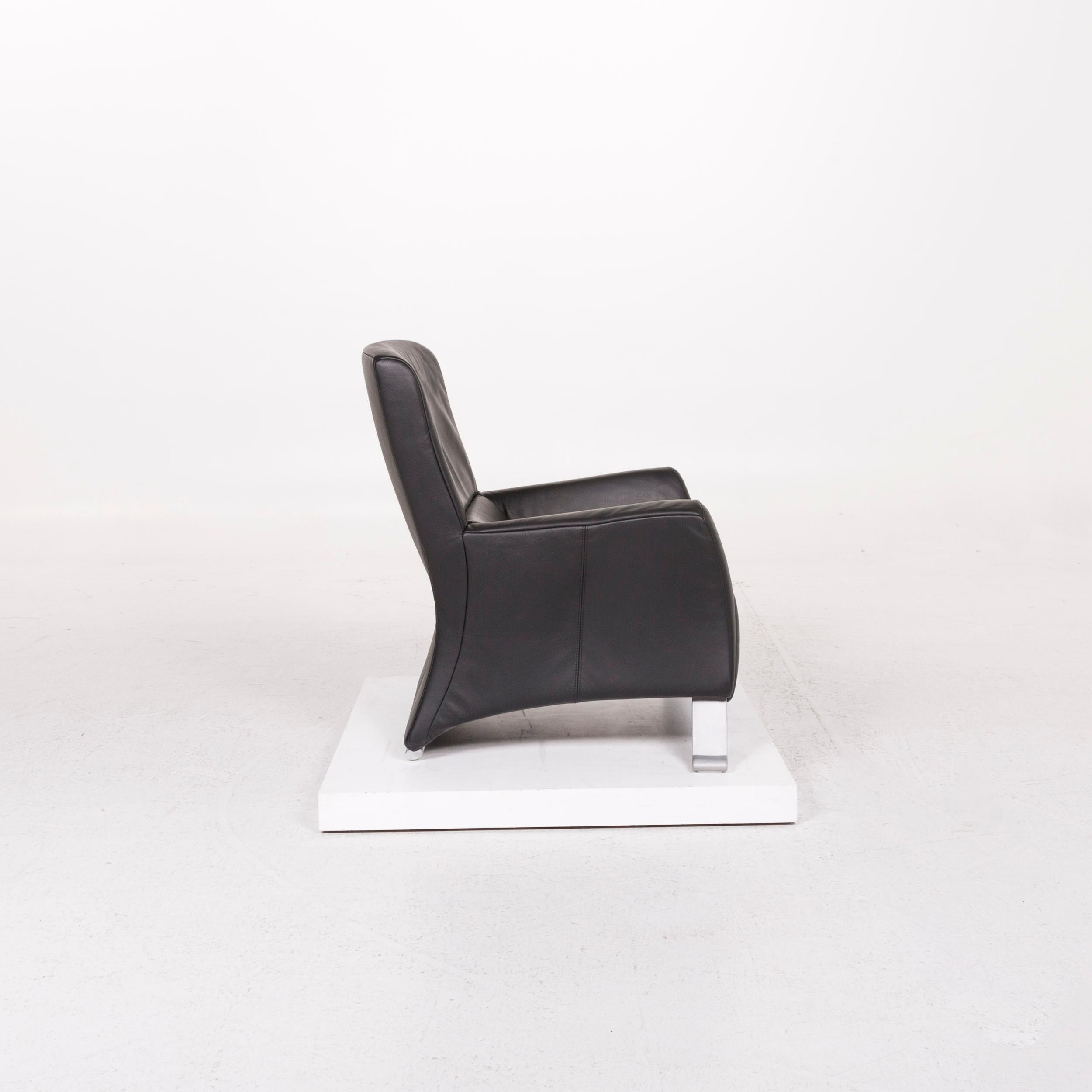 Rolf Benz 322 Black Armchair Leather 2