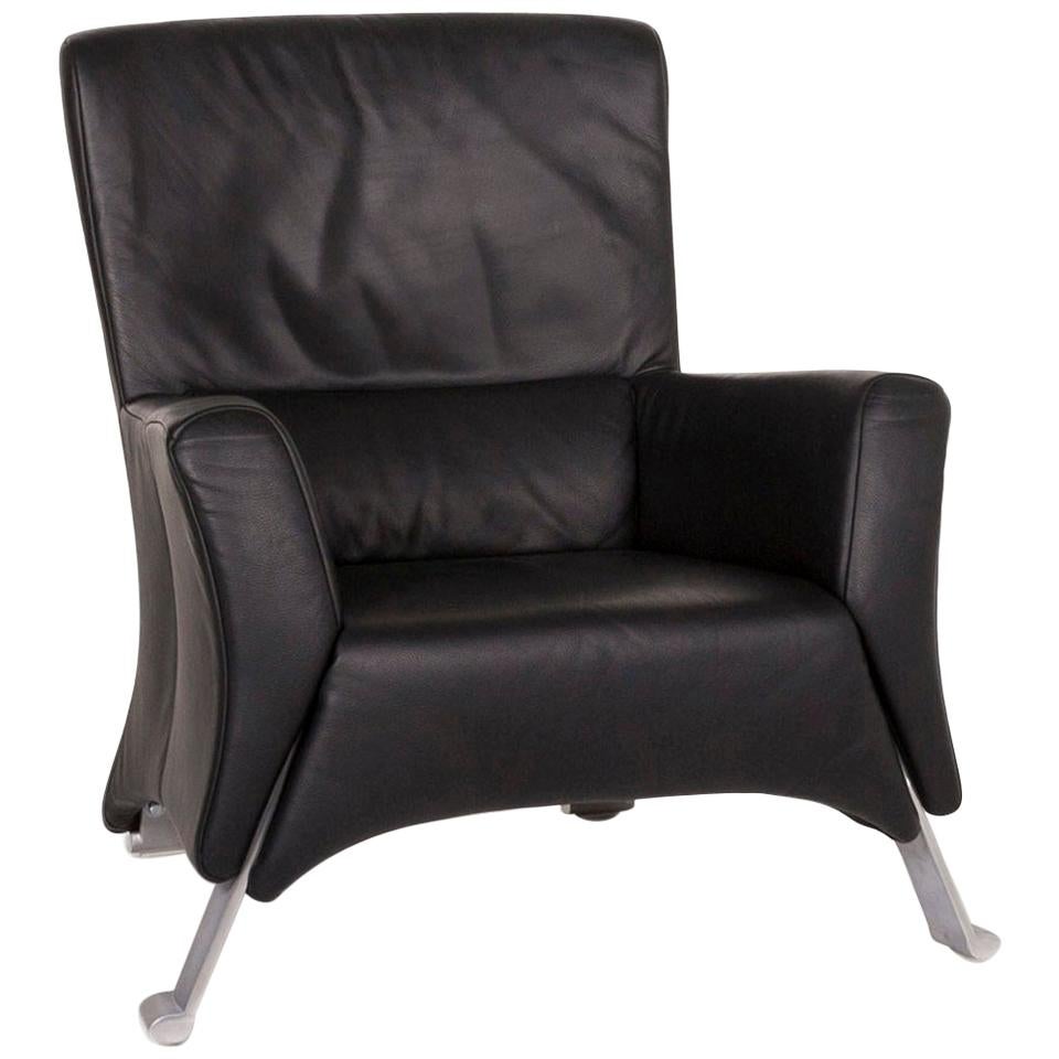 Rolf Benz 322 Black Armchair Leather