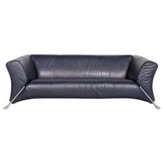 Rolf Benz 322 Designer Leather Sofa Blue Genuine Leather Three-Seat Couch