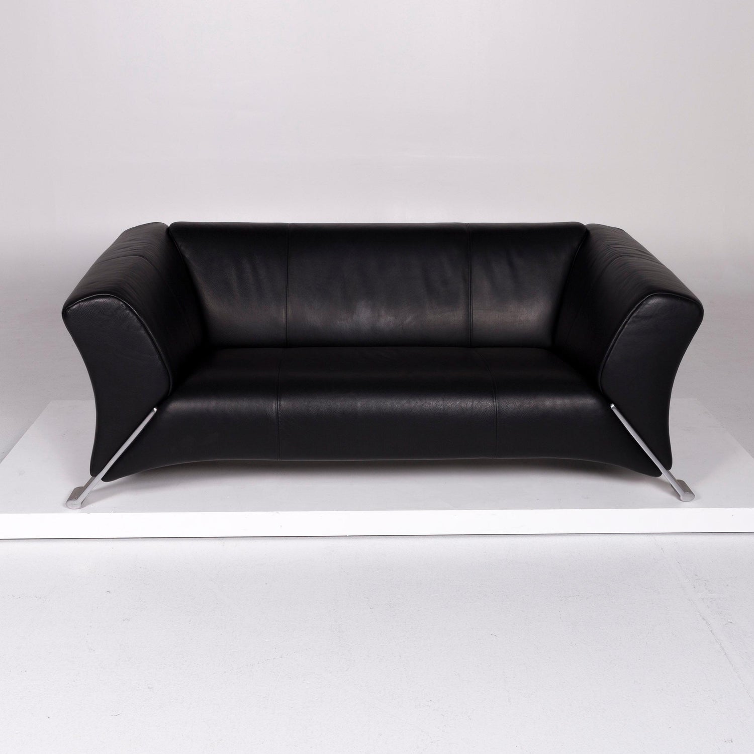 Rolf Benz 322 Designer Leder Sofa Schwarz Zweisitzer 10333